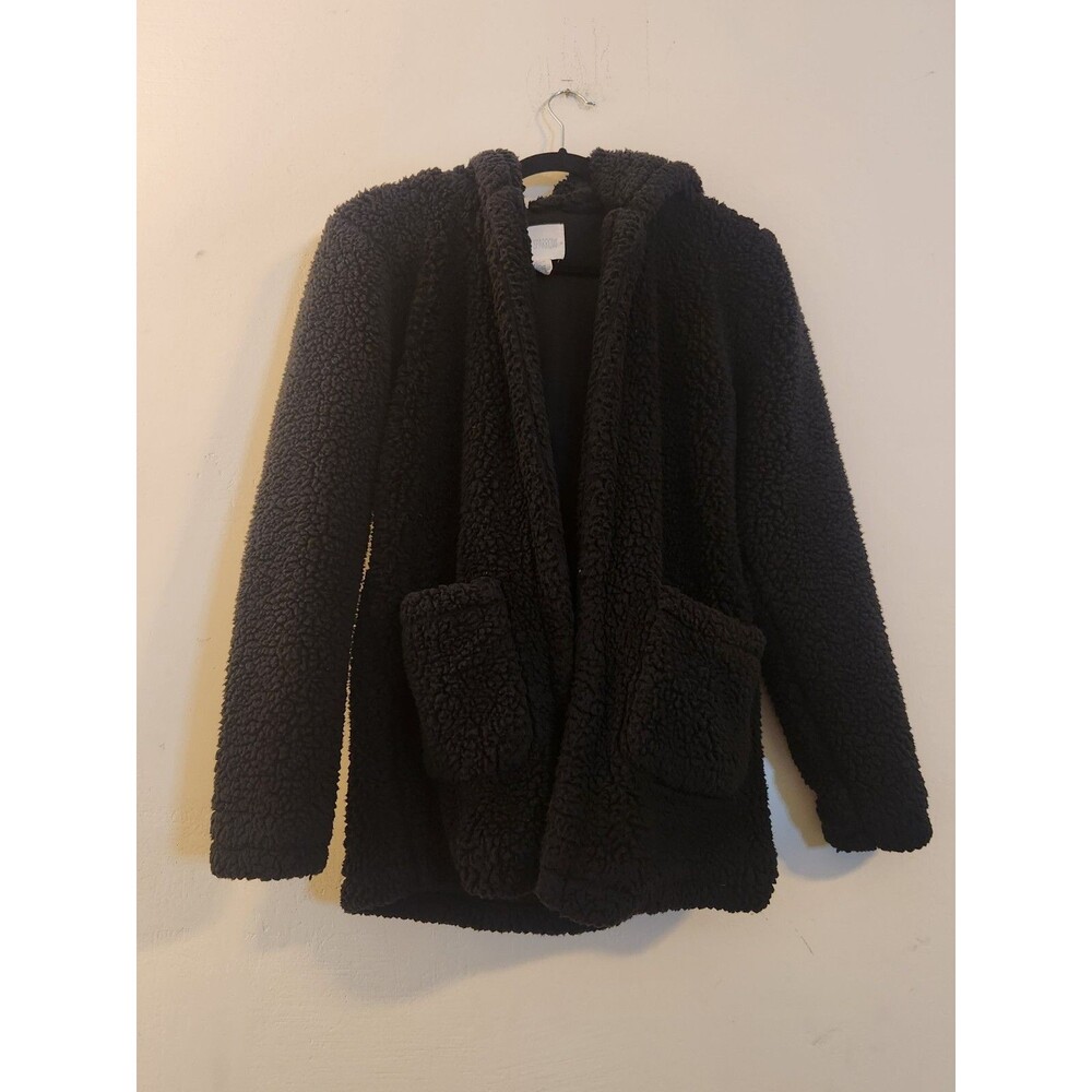 Sky & Sparrow Medium Black Sherpa Open Jacket‎